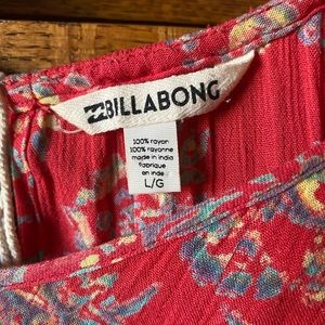 Large Billabong long sleeve coastal cowgirl dress red flower print